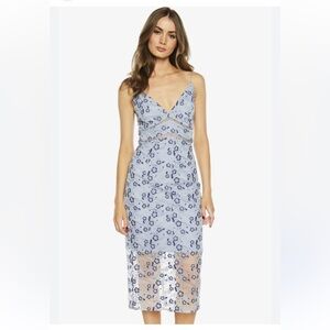 Bardot Light Blue Floral Lace Midi Dress